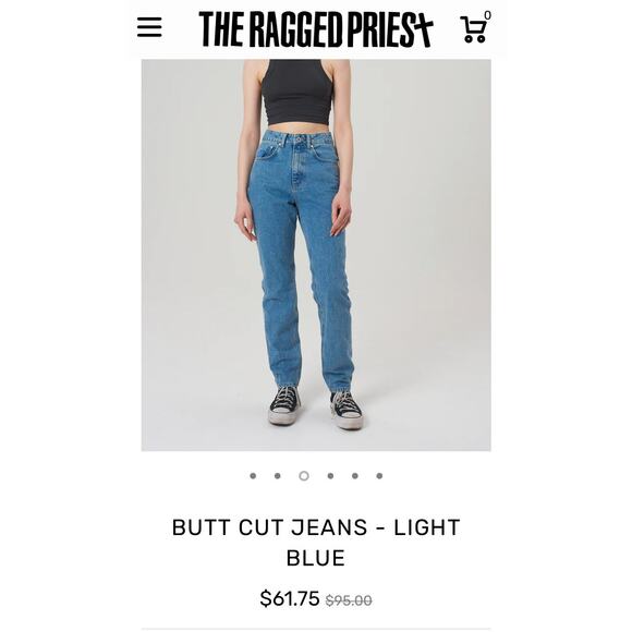 The RAGGED priest jeans size 28 made in turkey butt cut opening blue mom jean - Picture 5 of 7